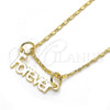 Oro Laminado Pendant Necklace, Gold Filled Style Nameplate Design, Polished, Golden Finish, 04.106.0029.20