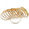 Gold Plated Dozen Bangle, Diamond Cutting Finish, Tricolor, 5.264.002.03 (06 MM Thickness, Size 3 - 2.00 Diameter)