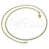Oro Laminado Basic Necklace, Gold Filled Style Rat Tail Design, Polished, Golden Finish, 04.213.0272.18