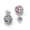 Sterling Silver Stud Earring, with Multicolor Crystal, Polished, Rhodium Finish, 02.332.0042.10