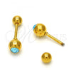 Stainless Steel Stud Earring, with Aqua Blue Crystal, Polished, Golden Finish, 02.271.0017.5