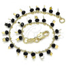 Oro Laminado Charm Bracelet, Gold Filled Style Star Design, with Black Crystal, Polished, Golden Finish, 03.169.0007.1.08