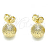 Oro Laminado Stud Earring, Gold Filled Style Matte Finish, Golden Finish, 02.100.0112