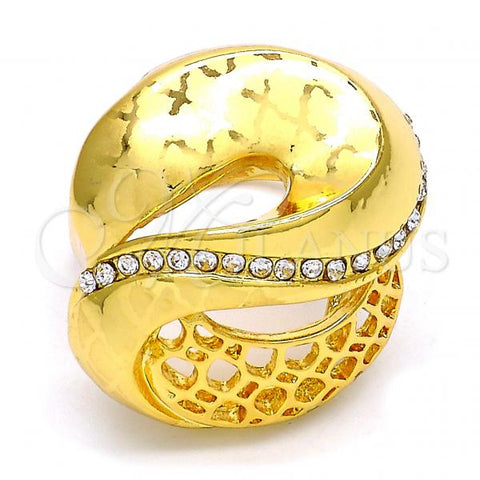 Oro Laminado Multi Stone Ring, Gold Filled Style with White Crystal, Polished, Golden Finish, 01.241.0008.08 (Size 8)