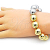 Oro Laminado Fancy Bracelet, Gold Filled Style Ball Design, Polished, Two Tone, 03.341.0212.08