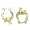 Oro Laminado Small Hoop, Gold Filled Style Dolphin Design, Polished, Golden Finish, 02.63.2710.15