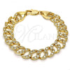 Oro Laminado Fancy Bracelet, Gold Filled Style with White Cubic Zirconia, Polished, Golden Finish, 03.284.0005.09
