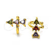 Oro Laminado Earcuff Earring, Gold Filled Style with Multicolor Cubic Zirconia, Polished, Golden Finish, 02.210.0690.1