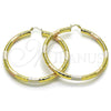 Oro Laminado Extra Large Hoop, Gold Filled Style Hollow Design, Diamond Cutting Finish, Tricolor, 02.213.0813.70