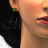 Stainless Steel Stud Earring, Heart Design, with Dark Peridot Crystal, Polished, Golden Finish, 02.271.0022.11