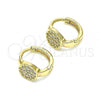 Oro Laminado Huggie Hoop, Gold Filled Style with White Micro Pave, Polished, Golden Finish, 02.210.0574.12