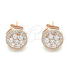 Sterling Silver Stud Earring, Flower Design, with White Cubic Zirconia, Polished, Rose Gold Finish, 02.369.0024.1