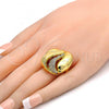 Oro Laminado Multi Stone Ring, Gold Filled Style with White Crystal, Polished, Golden Finish, 01.241.0027.10 (Size 10)