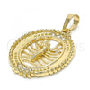 Oro Laminado Fancy Pendant, Gold Filled Style with White Crystal, Polished,, 05.213.0038