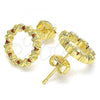 Oro Laminado Stud Earring, Gold Filled Style with Garnet Micro Pave, Polished, Golden Finish, 02.156.0475.2