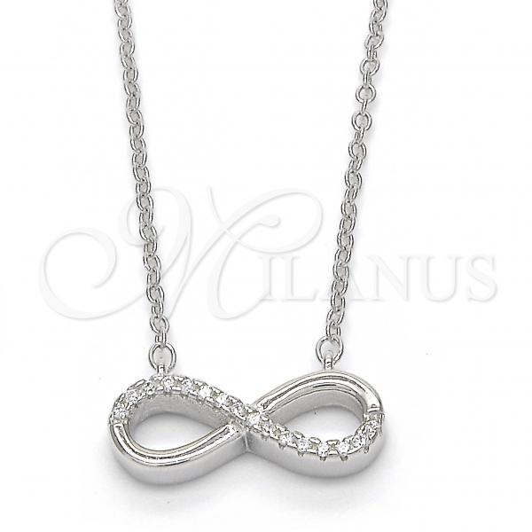 Sterling Silver Pendant Necklace, Infinite Design, with White Cubic Zirconia, Polished, Rhodium Finish, 04.336.0035.16