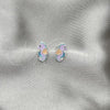Sterling Silver Stud Earring, Seahorse Design, Pink Enamel Finish, Silver Finish, 02.406.0011.02