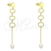Sterling Silver Long Earring, with White Cubic Zirconia, Polished, Golden Finish, 02.186.0202.1