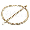 Oro Laminado Necklace and Bracelet, Gold Filled Style Curb Design, Polished, Golden Finish, 06.372.0055
