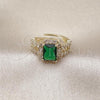 Oro Laminado Multi Stone Ring, Gold Filled Style Cluster and Baguette Design, with Green and White Cubic Zirconia, Polished, Golden Finish, 01.196.0037