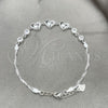 Sterling Silver Fancy Bracelet, Heart Design, with White Cubic Zirconia, Polished, Silver Finish, 03.400.0003.07