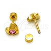 Stainless Steel Stud Earring, Heart Design, with Rose Crystal, Polished, Golden Finish, 02.271.0004.2