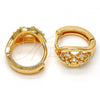 Oro Laminado Huggie Hoop, Gold Filled Style with White Cubic Zirconia, Polished, Golden Finish, 02.196.0058.15