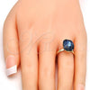 Oro Laminado Multi Stone Ring, Gold Filled Style with Denin Blue Swarovski Crystals, Polished, Golden Finish, 01.239.0011.9 (One size fits all)