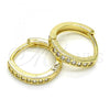 Oro Laminado Huggie Hoop, Gold Filled Style with White Cubic Zirconia, Polished, Golden Finish, 02.99.0042.10
