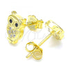 Sterling Silver Stud Earring, Owl Design, with Black and White Cubic Zirconia, Polished, Golden Finish, 02.336.0143.2