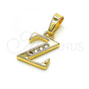 Oro Laminado Fancy Pendant, Gold Filled Style Initials Design, with  Crystal, Golden Finish, 05.26.0038