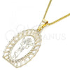 Oro Laminado Pendant Necklace, Gold Filled Style Divino Niño Design, Polished, Golden Finish, 04.106.0044.1.20