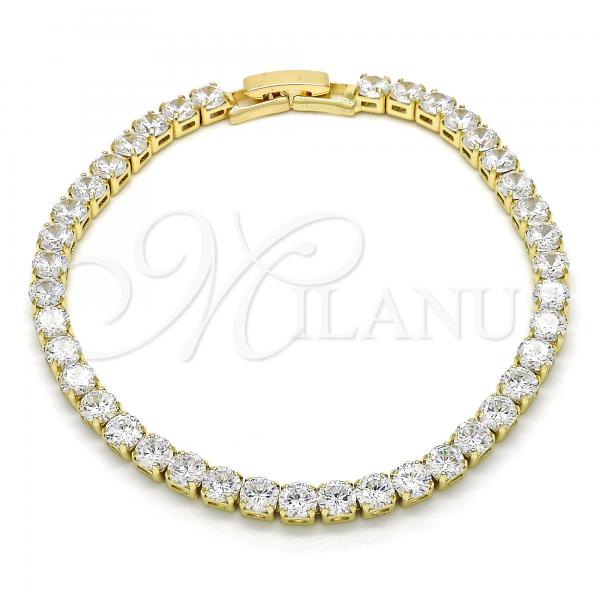 Oro Laminado Tennis Bracelet, Gold Filled Style with White Cubic Zirconia, Polished, Golden Finish, 03.221.0057.07