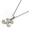 Stainless Steel Pendant Necklace, Initials and Rolo Design, with White Crystal, Polished, Steel Finish, 04.238.0030.18