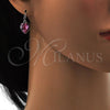 Rhodium Plated Dangle Earring, Heart Design, with Rose Swarovski Crystals, Polished, Rhodium Finish, 02.239.0003.2