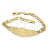 Oro Laminado ID Bracelet, Gold Filled Style Flower Design, Polished, Golden Finish, 03.63.1938.07