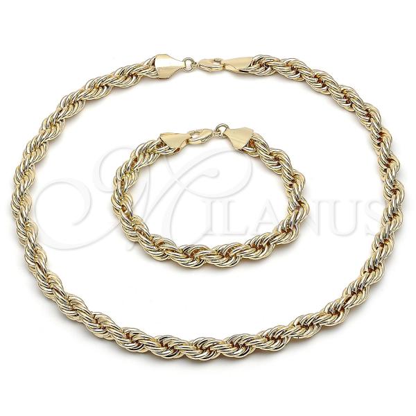 Oro Laminado Necklace and Bracelet, Gold Filled Style Chunky Design, Polished, Golden Finish, 06.331.0005