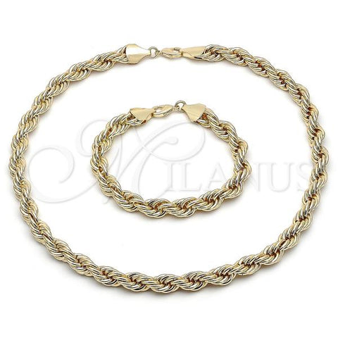 Oro Laminado Necklace and Bracelet, Gold Filled Style Chunky Design, Polished, Golden Finish, 06.331.0005