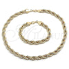 Oro Laminado Necklace and Bracelet, Gold Filled Style Chunky Design, Polished, Golden Finish, 06.331.0005