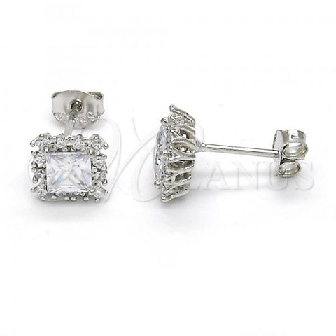 Sterling Silver Stud Earring, with White Cubic Zirconia, Polished,, 02.285.0065