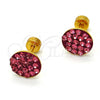 Stainless Steel Stud Earring, with Rhodolite Crystal, Polished, Golden Finish, 02.271.0007.3