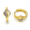 Oro Laminado Huggie Hoop, Gold Filled Style with Amethyst and White Crystal, Polished, Golden Finish, 02.165.0145.4