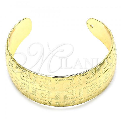 Oro Laminado Individual Bangle, Gold Filled Style Greek Key Design, Polished, Golden Finish, 5.229.013.3
