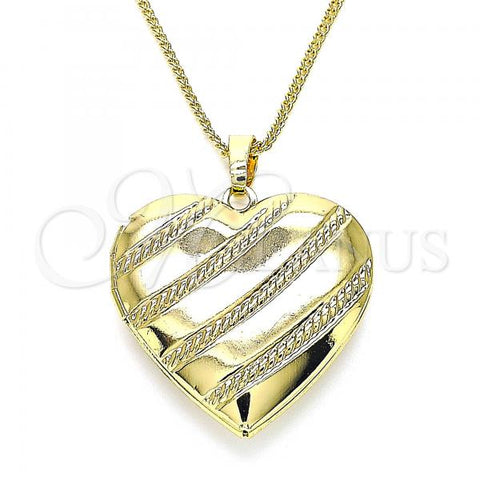 Oro Laminado Pendant Necklace, Gold Filled Style Heart Design, Polished, Golden Finish, 04.117.0033.20