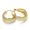 Oro Laminado Small Hoop, Gold Filled Style Flower Design, Polished, Tricolor, 02.106.0002.1.20