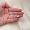 Oro Laminado Leverback Earring, Gold Filled Style with White Cubic Zirconia, Polished, Golden Finish, 5.128.075