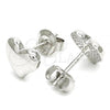 Sterling Silver Stud Earring, Heart Design, Polished, Rhodium Finish, 02.369.0019