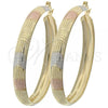 Oro Laminado Large Hoop, Gold Filled Style Diamond Cutting Finish, Tricolor, 107.005