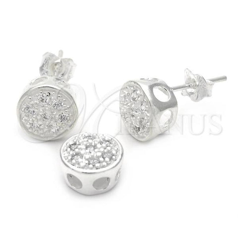 Sterling Silver Earring and Pendant Adult Set, with White Cubic Zirconia, Silver Finish, 10.166.0016