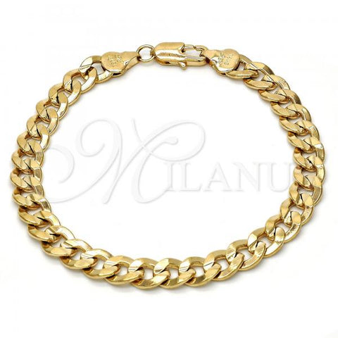 Oro Laminado Basic Bracelet, Gold Filled Style Concave Cuban Design, Polished, Golden Finish, 5.223.002.08